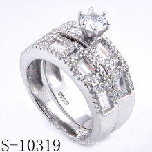 Модное Micro Pave 925 Серебряное кольцо с цирконием (S-10319)